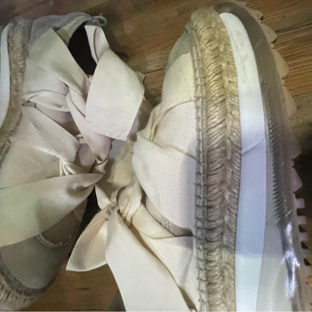 Cream Espadrille Sandals with Bow Detail